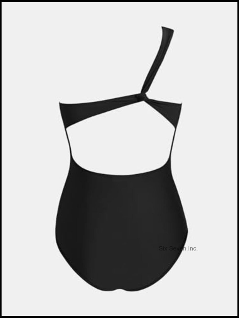 One Shoulder One Piece Swimsuit with Mesh Panel Removable Cups - Picture 6 of 7